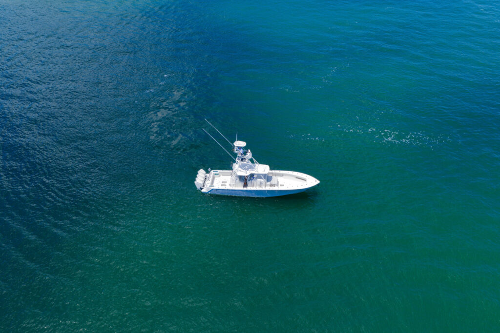 A topical distance shot of an offshore boat Atlantic Suzuki Cape Town